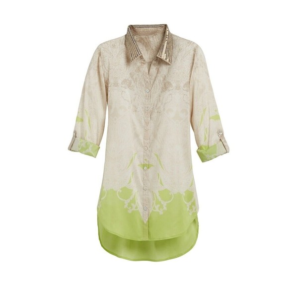 Chicos Button-up Shirt Size 2 - Picture 2 of 9